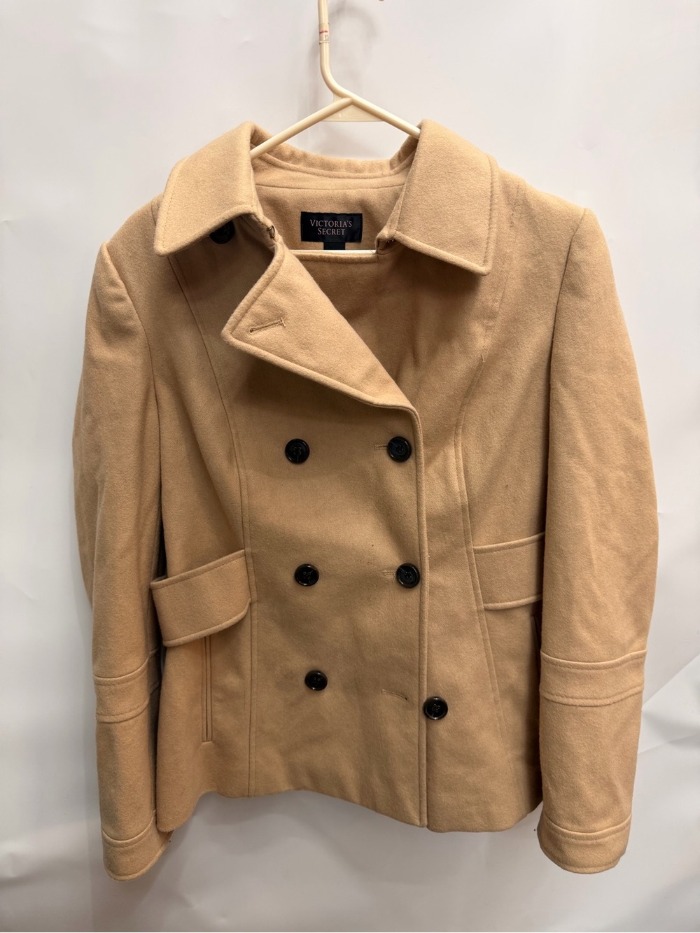 Victoria's Secret Tan Double-Breasted Peacoat women’s size 12